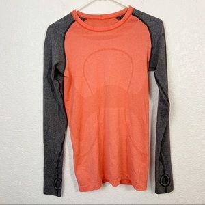 Lululemon Swiftly Tech Orange Grey Long Sleeve 6